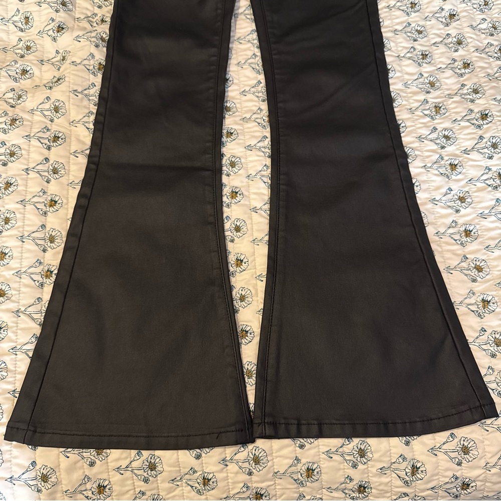 Edikted Black Leather High Waist Flare Pants - Picture 9 of 14